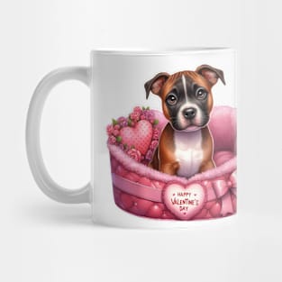 Valentine Staffordshire Bull Terrier Dog in Bed Mug